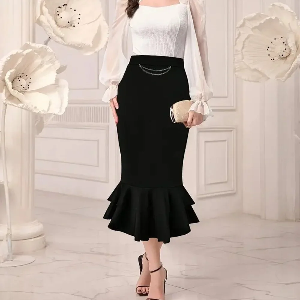 Elegant Mermaid Tail Midi Skirt - Picture 1 of 4